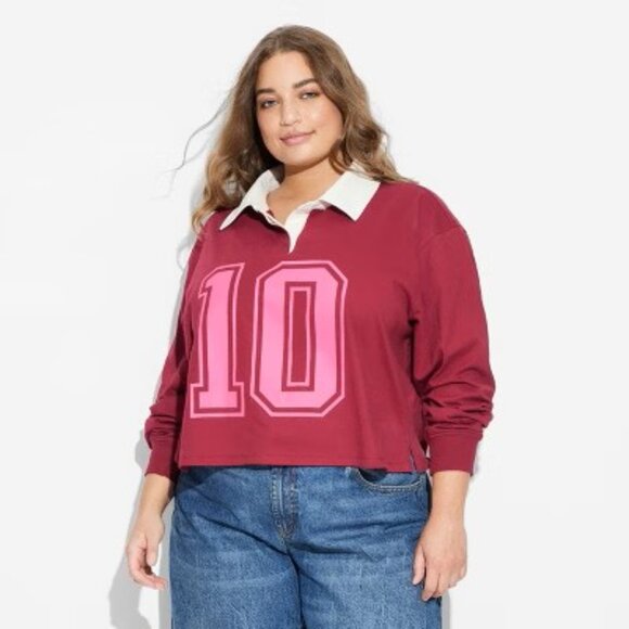 NEW WITH TAGS Mighty Fine Rugby Cropped Graphic Tee - Picture 2 of 2